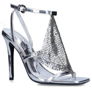🤍BNIB Carvela by Kurt Geiger Silver Chainmail "Armour Stiletto" Sandal